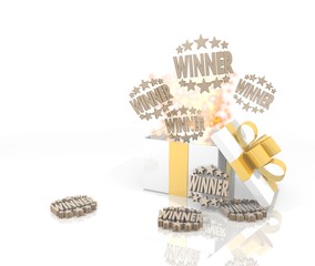 christmas present with winner symbol