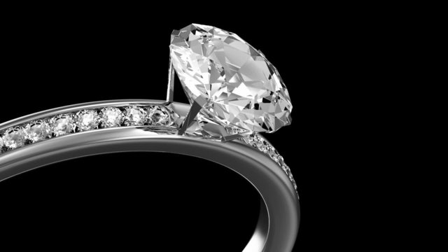 Silver Ring with Diamonds. Seamless Looping. Alpha Channel.