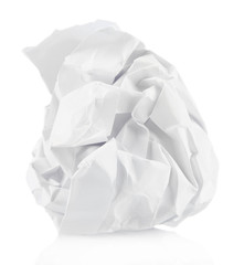Crumpled paper ball isolated on white