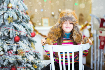Happy Christmas - Little girl and Christmas tree