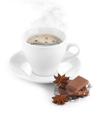 coffee with chocolate and dry breakfast