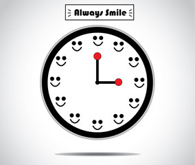 clock with human smile simple Always optimism concept