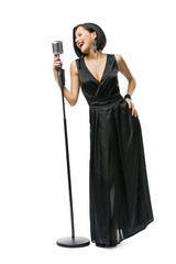 Full-length portrait of woman musician