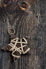 Christmas star on the old wooden background