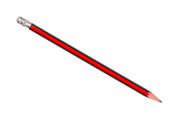 Red and black pencil isolated on white background