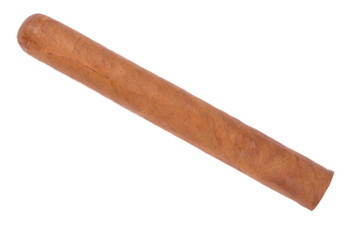 Elegant brown cigar isolated on white background