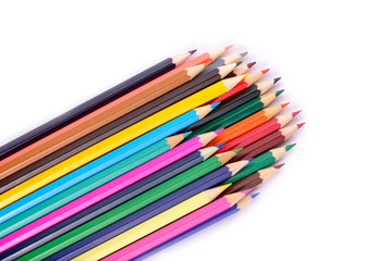 Colored pencils isolated on white background