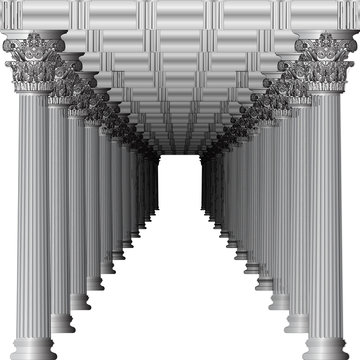 Entrance to a Greek temple in perspective