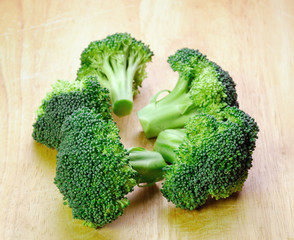 Fresh raw sliced broccoli pieces