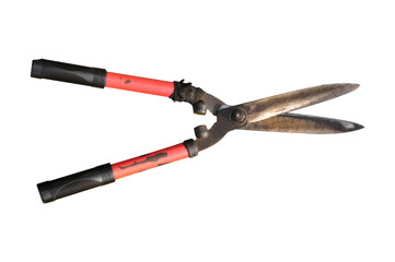 Isolate used grasses scissor on white background, clipping path