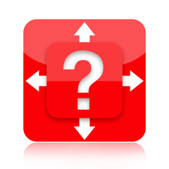 Question mark icon with arrows in different directions