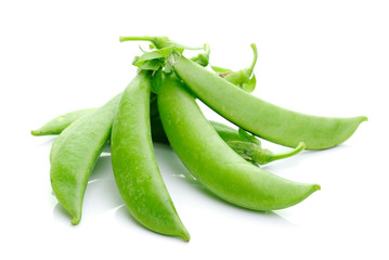 green beans on white background