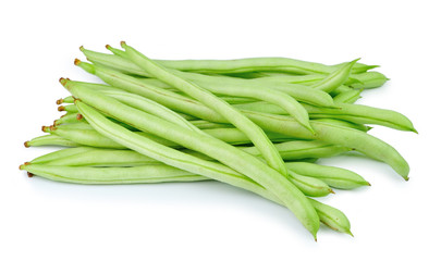 green beans on white background