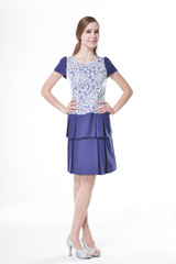 full-length beautiful young casual woman posing in studio