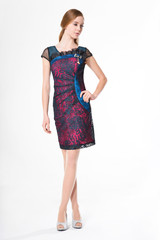 Portrait of a styled professional model walking