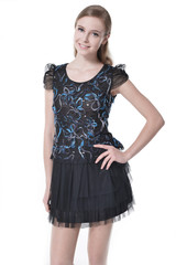 fashion shot of girl posing on white background