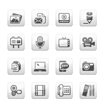 Multimedia and business Icons silver gray series
