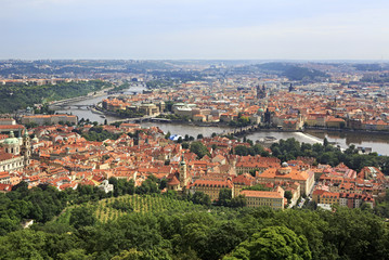 Vltava River in Prague's historical center.