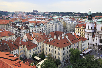Naklejka na ściany i meble Historical center of Prague. View from the Old Town Hall.