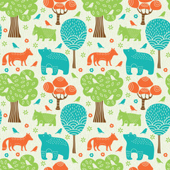 Forest animals seamless pattern - 58766414