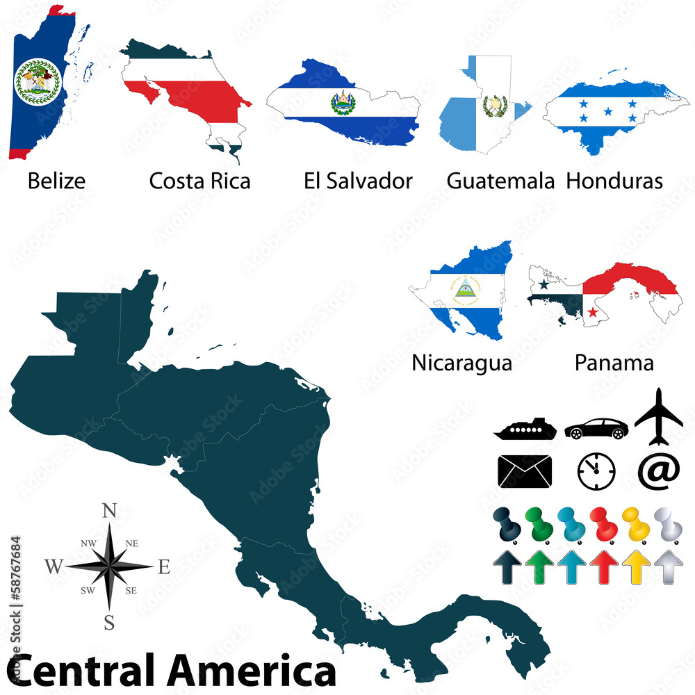 Wall mural political map of central america