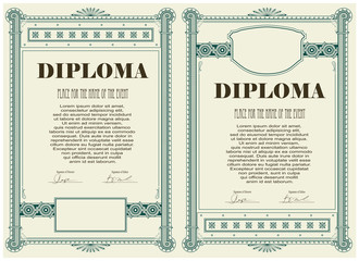 Vector vintage frame, certificate or diploma template