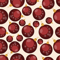 Seamless pattern with red Christmas balls