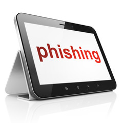 Safety concept: Phishing on tablet pc computer