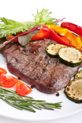 tender beef fillet steak with vegetables