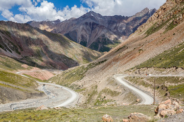 Twisting road from Kumtor gold mine, Kirghiizia