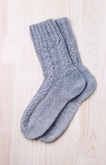 Two knitted socks