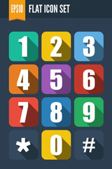 Set of flat icons with drop shadow