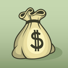 Money icon with bag, color .
