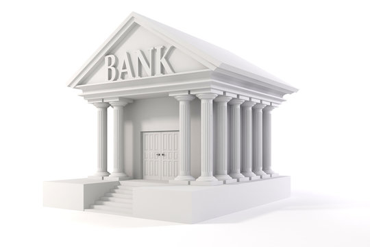 3d icon of vintage bank building on white background