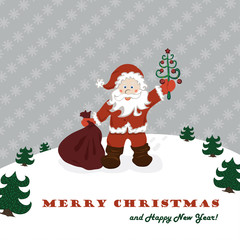Christmas card with Santa Claus
