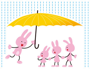傘を差し出すウサギ