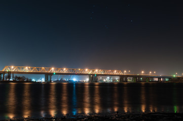 Fototapeta na wymiar Night bridge lights