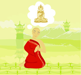Obraz na płótnie Canvas monk prays