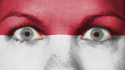 Close up of eyes with flag