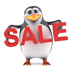 Cute penguin holds a Sale