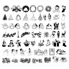 christmas icons buttons vektor silhouette