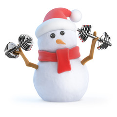 Santa snowman lifting dumbells - 58776623