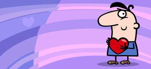 valentine card cartoon with man