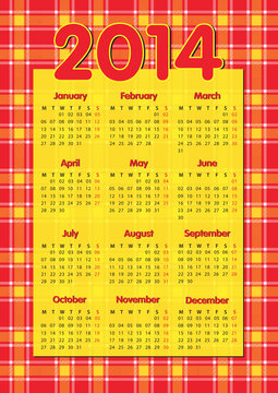 Tartan scottish style calendar 2014