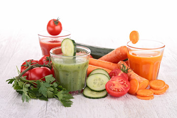 assortment of vegetable juice