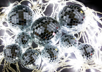 Christmas mirrow balls and light
