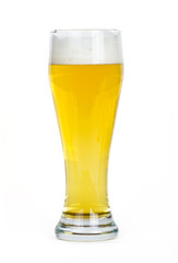 Glass of beer on white