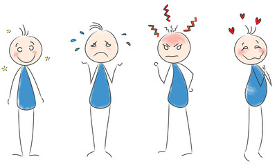 Strichmännchen Emotionen Blau