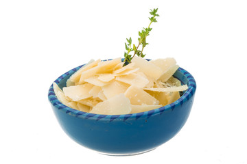 Parmesan cheese isolated white