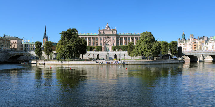 Panorama of Parliament House in Stockholm, Sweden